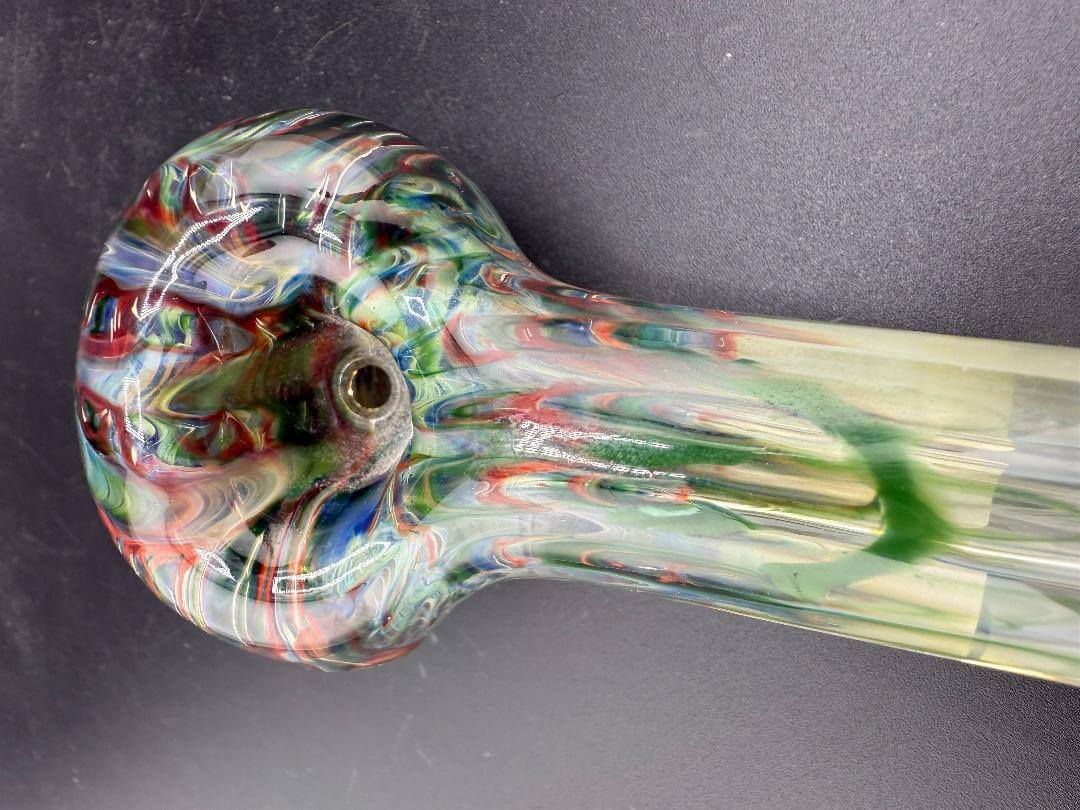 Crondo Glass Hand Pipe -  Green & Maroon German Borosilicate Thick Glass Lap Chucker with colorful swirls