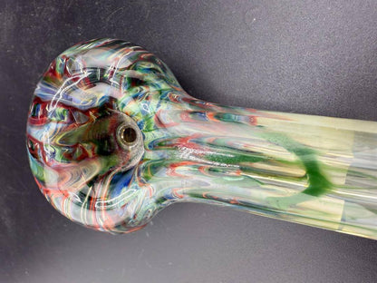 Crondo Glass Hand Pipe -  Green & Maroon German Borosilicate Thick Glass Lap Chucker with colorful swirls