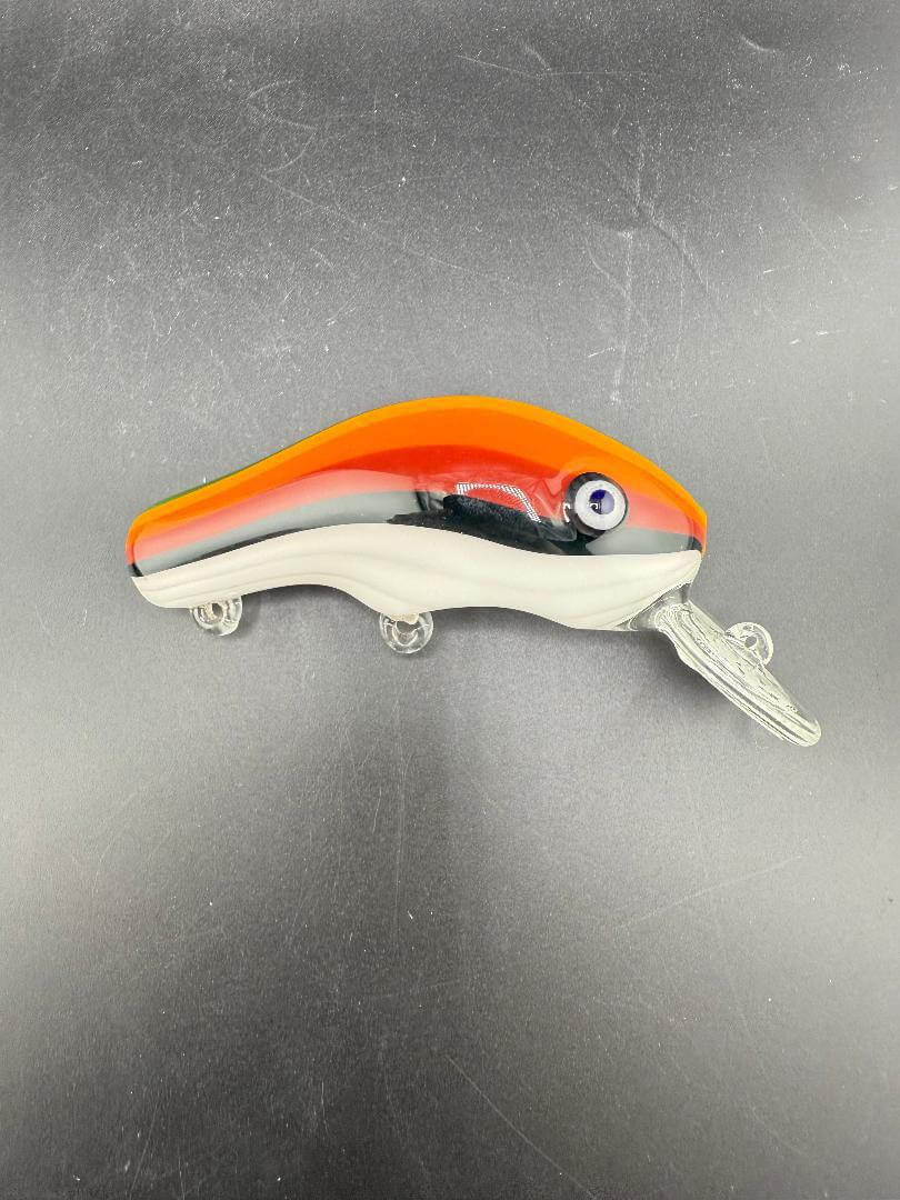 Crondo Glass Hand Pipe - Lined Tubing Fish Lure showcasing vibrant colors and detailed design in a hand pipe form.