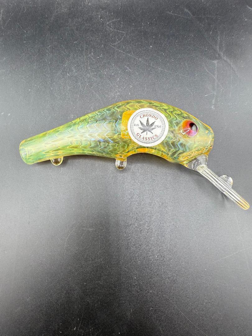Crondo Glass Hand Pipe - Lined Tubing Fish Lure in vibrant colors and detailed design.
