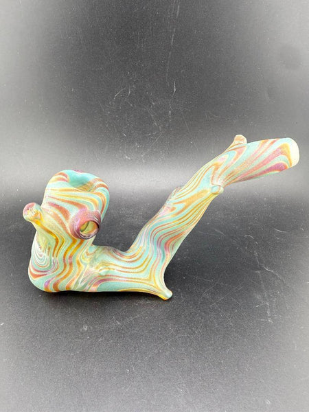 Crondo Glass Sherlock Pipe - Wood Tech Branch featuring colorful swirls and detailed wood-tech branch design.