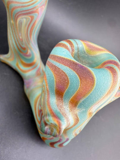 Crondo Glass Sherlock Pipe - Wood Tech Branch with vibrant swirling colors and intricate design.