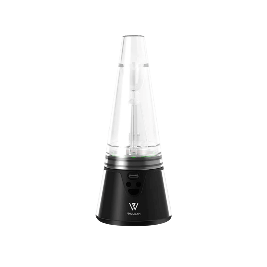 Leaf Buddi Wuukah electronic vaporizer with sleek black base and clear chamber for high-performance vaping.