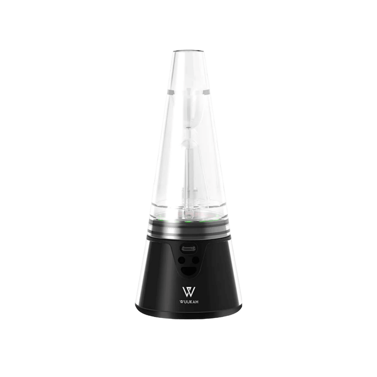 Leaf Buddi Wuukah electronic vaporizer with sleek black base and clear chamber for high-performance vaping.