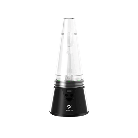 Leaf Buddi Wuukah electronic vaporizer with sleek black base and clear chamber for high-performance vaping.