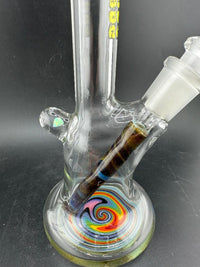 Highgrade Glass Mini Beaker - Color Accented Lip Wrap & Downstem w/ Wig Wag Reversal Bottom 10mm 45°