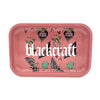 Blackcraft Cult small rolling tray with pink background and intricate butterfly designs, perfect for smokers.