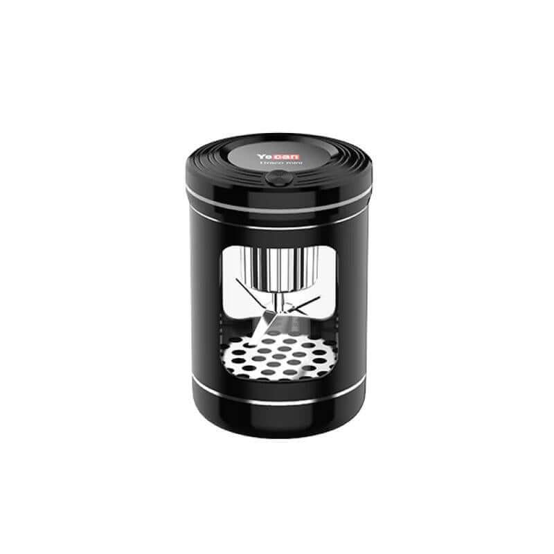 Yocan Draco Mini Electric Grinder in black with glass chamber and metal body for efficient herb grinding.