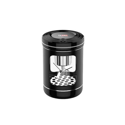 Yocan Draco Mini Electric Grinder in black with glass chamber and metal body for efficient herb grinding.