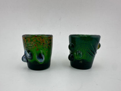 Paulson Pieces Green Mini Shot Glass with Tactile Features – Handcrafted Glass Art