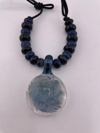 Phranq Glass Necklace - White & Blue Swirl
