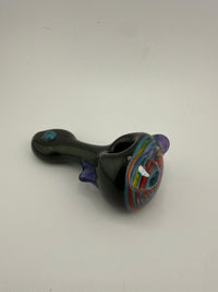 Highgrade Glass Rainbow Wig Wag Spoon pipe featuring vibrant colors and twisted design, crafted from durable borosilicate glass.