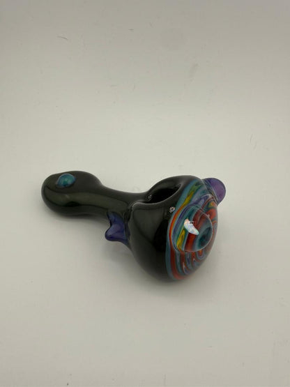 Highgrade Glass Rainbow Wig Wag Spoon pipe featuring vibrant colors and twisted design, crafted from durable borosilicate glass.