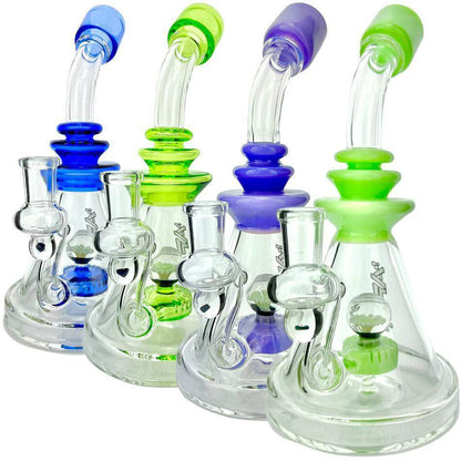 AFM Glass Opal Stone Rigs in various colors with bent necks and flared mouthpieces for smooth smoking sessions.