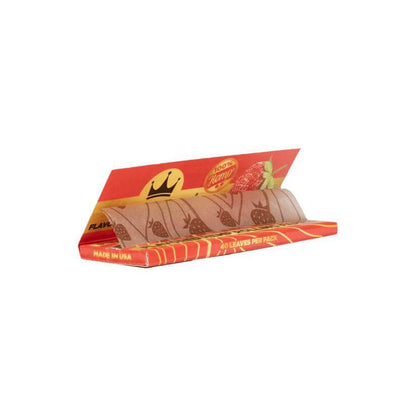 King Palm flavored hemp rolling papers in 1 1/4 size, featuring a vibrant packaging design with fruit graphics.