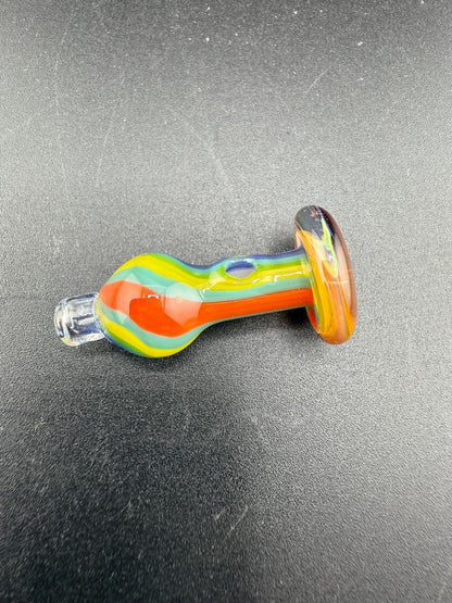 Colorful handcrafted glass piece showcasing vibrant stripes, perfect for enhancing your Puffco Peak Pro experience.