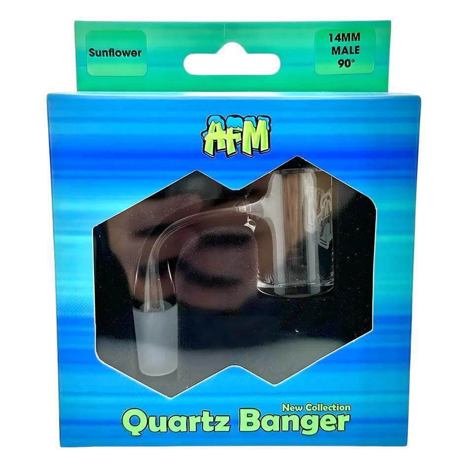AFM Sunflower Quartz Banger 14mm 90° packaging featuring a high-quality banger for dabbing.