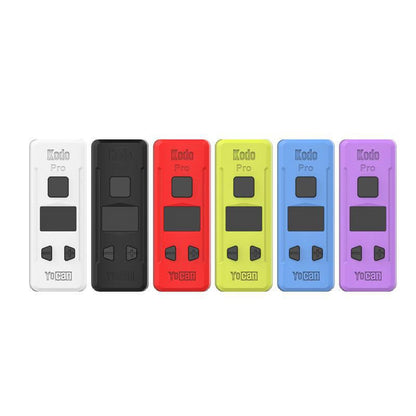 Yocan Kodo Pro 510 Battery in various colors including white, black, red, green, blue, and purple.