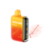 Geek Bar Pulse Zodiac Edition disposable vape in orange and yellow with digital display and cosmic graphics.