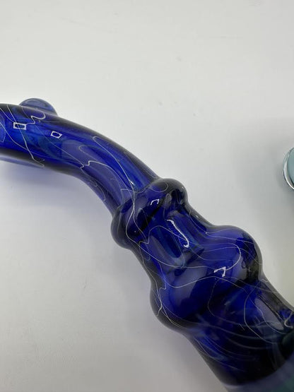 Highgrade Glass Sherlock Pipe - Green & Scribble Tech w/ Opal Accent
