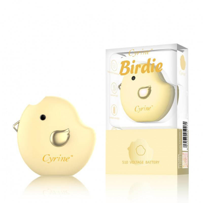 Cyrine Birdie 510 battery in yellow, compact design with packaging for high-performance vaping.