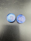 Handcrafted blue Mop Head Glass Gauges 15/16 inch, showcasing vibrant swirl texture for stretched ears.