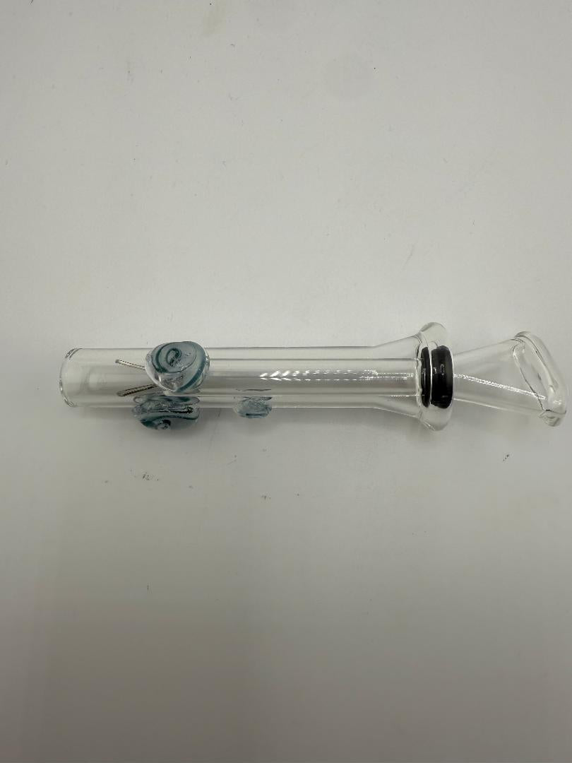 Home Blown Glass Color Accented Slider - Blunt with blue accents, showcasing a handcrafted design ideal for solo sessions.