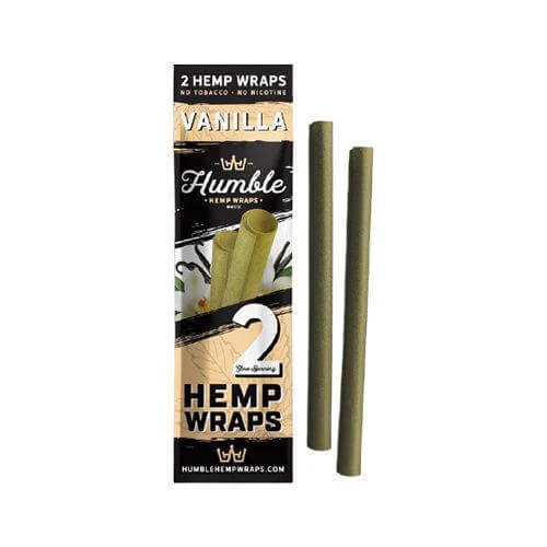 Humble Hemp Wraps Vanilla flavor, 2pc pack, all-natural, no tobacco, premium hemp wraps for a clean smoking experience.