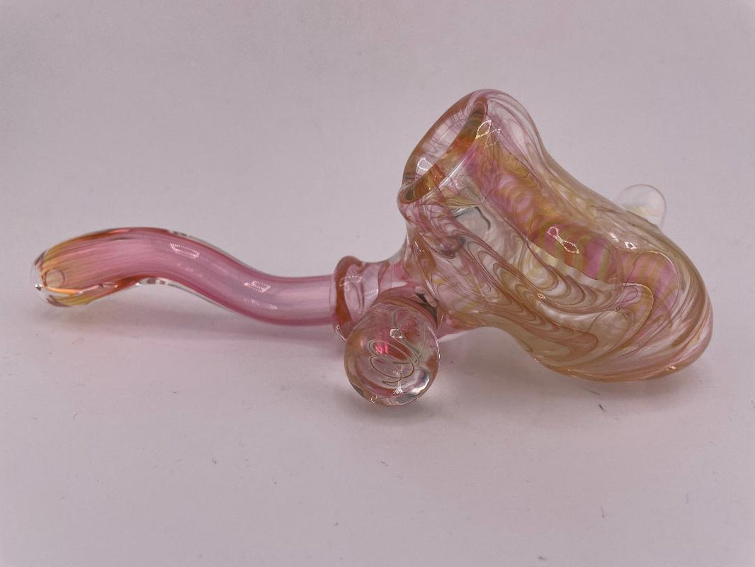 Guido Glass Sherlock Pipe - Full Gold Fume w/ Opal Encasements