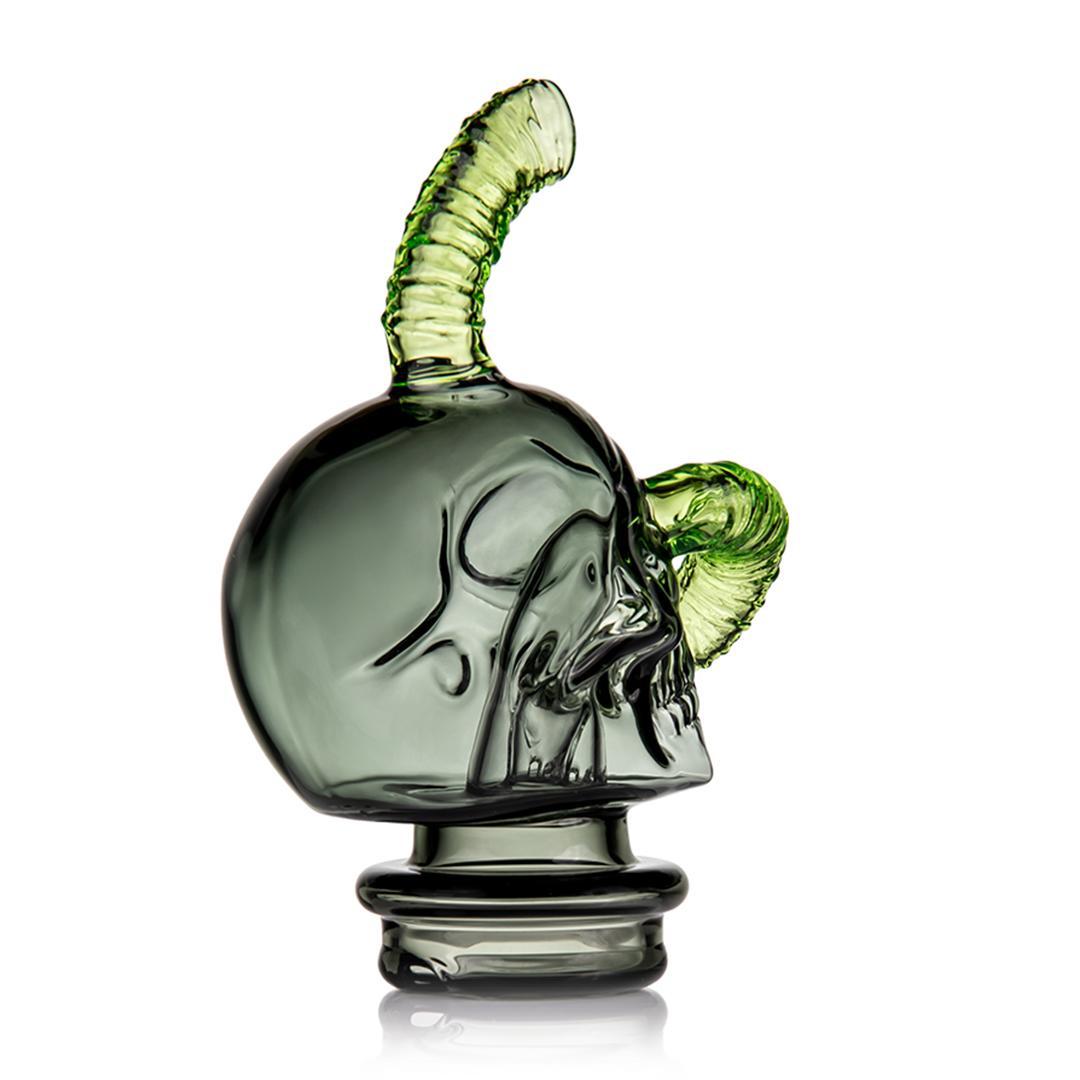 Grim Ripper Puffco Peak Top- Skull & Worm - COMING SOON, detailed glass skull with green worm attachment.