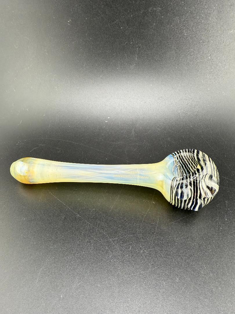 Luke The Drifter Fumed Lined Hand Pipe, handcrafted borosilicate glass with vibrant colors and unique design.