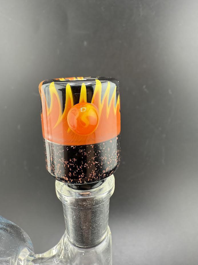 14mm Wig Wag X Dichro Bowl featuring vibrant flame design and striking colors for enhanced smoking experience.