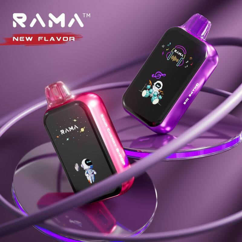 RAMA 16,000 Disposable Vape in pink and purple showcasing new flavor options for an enhanced vaping experience.
