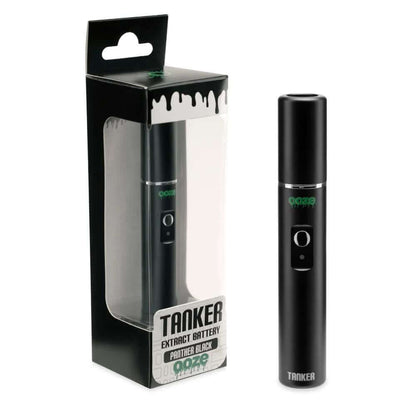 Ooze Tanker Extract 510 Battery in Panther Black packaging, featuring a sleek design and user-friendly button.