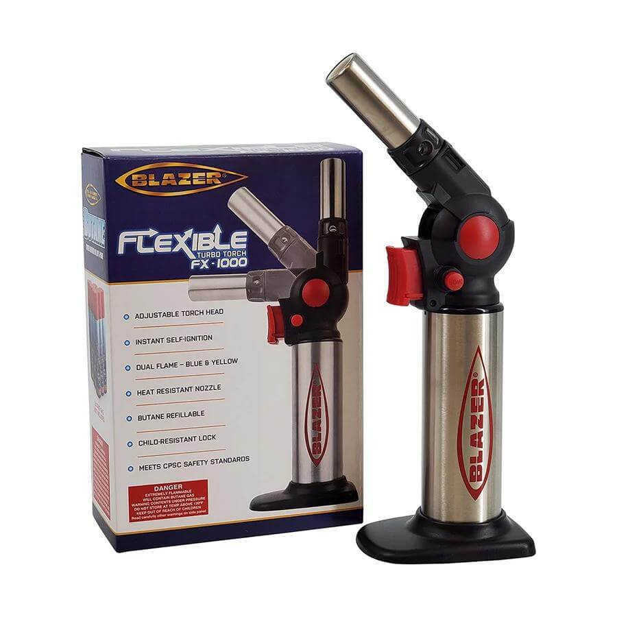 Blazer Flexible Turbo Torch FX-1000 showcasing adjustable head and dual flame features for precision tasks.