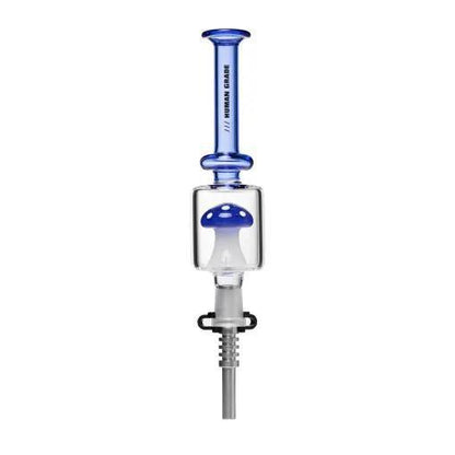 Human Grade Shroom Nectar Collector in blue, featuring mushroom shower perc for smooth dabbing and filtration.