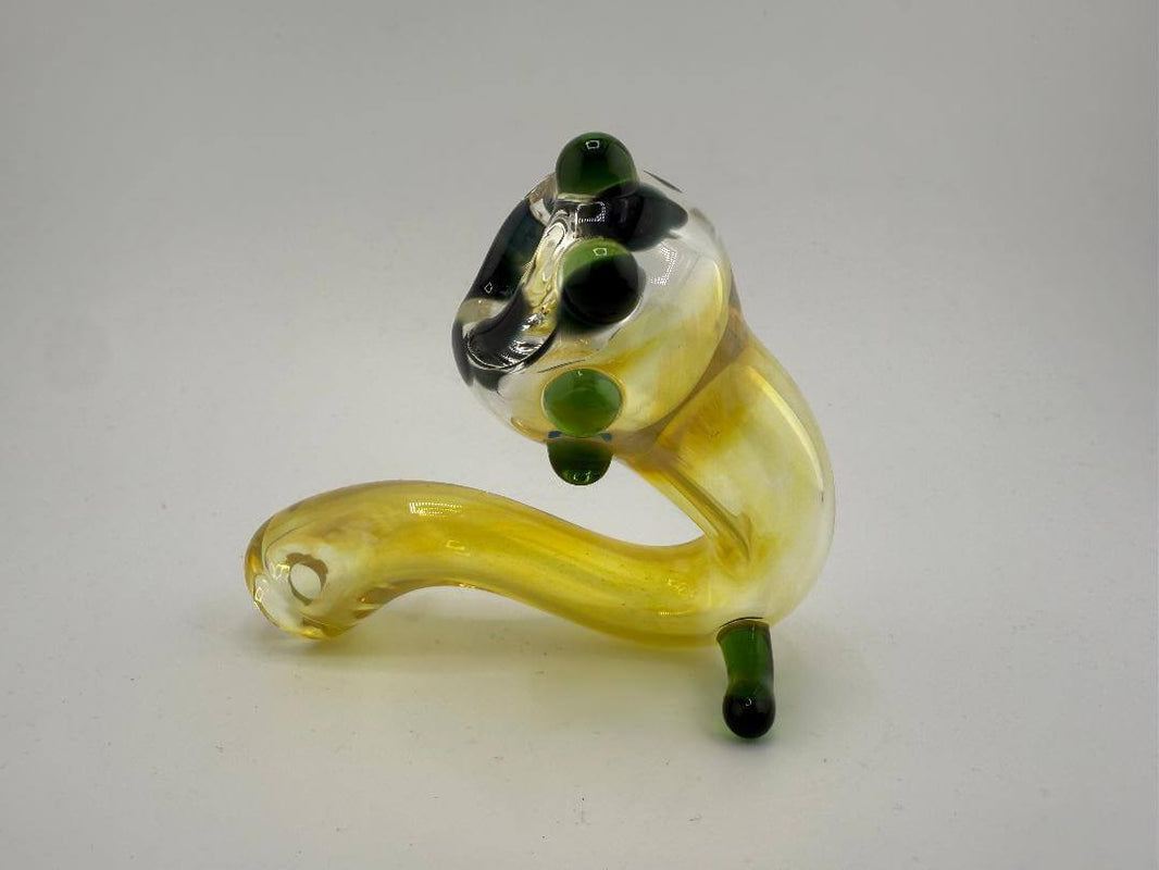 Danny W Glass Fumed Sherlock Pipe with colorful accents, handcrafted and unique design from Spokane, WA.