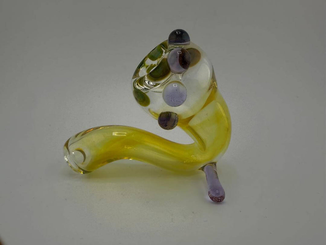 Danny W Glass Fumed Sherlock Pipe with Color Accents, handcrafted in Spokane, WA for unique smoking experience.