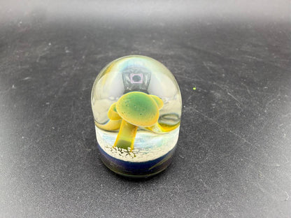 Danny W Glass Marble - 24mm Mushroom Implosion w/ Flat Bottom showcasing vibrant colors and intricate detail.