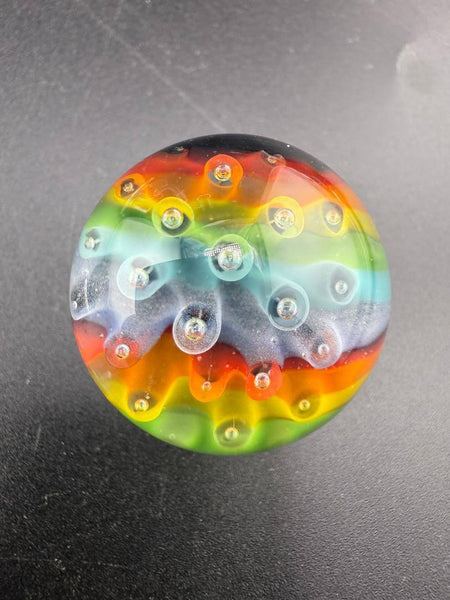 Danny W Glass Marble - 25mm Rainbow Bubble Trap showcasing vibrant colors and intricate design.