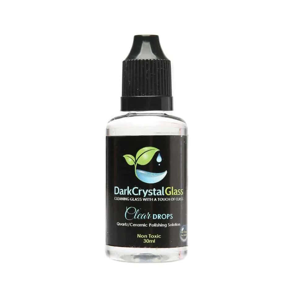 Dark Crystal Cleaner Clear Drops 30ml bottle for non-toxic glass cleaning and polishing solution.
