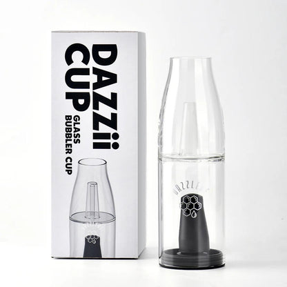 Dazzleaf Dazzii Cup Glass Bubbler Cup shown with packaging for smooth water-cooled vapor experience.
