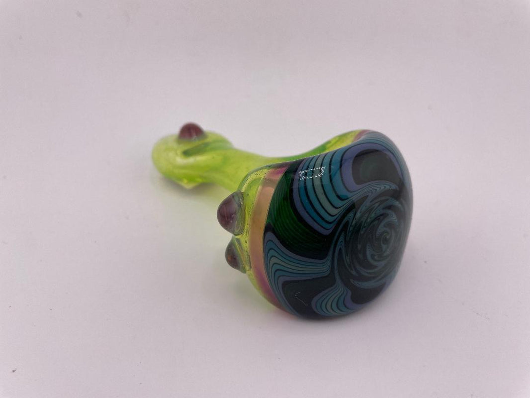 Highgrade Glass Dry Pipe - Full Color w/ Reversal Wig Wag Cap