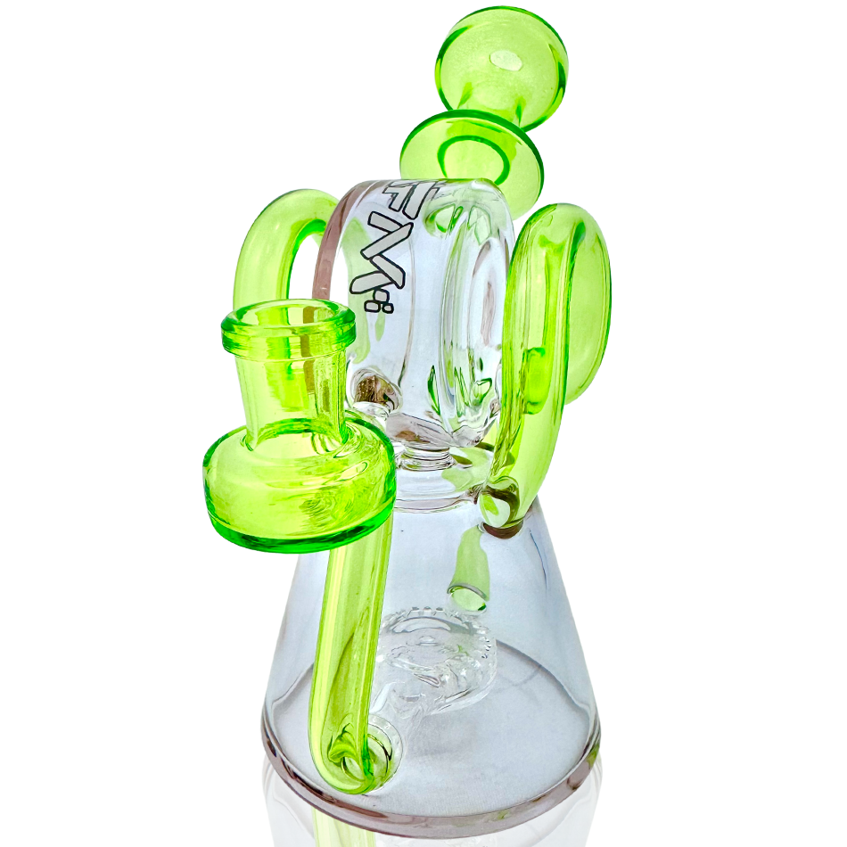 AFM Glass 8" Double Ram Glass Recycler Dab Rig TX619 14mm 90°