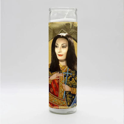 Bobbyk Saint Candles featuring a unique design with a figure in ornate attire, combining tradition and pop culture.