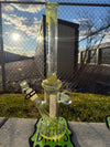 Highgrade Glass Flower Straight Tube - Fumed Bowl & Downstem w/ Sacred Geometry Bake Ons 14mm 45°