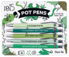 Set of five humorous pot pens with cheeky phrases like '4:20 Somewhere' and 'It's for medicinal purposes'.