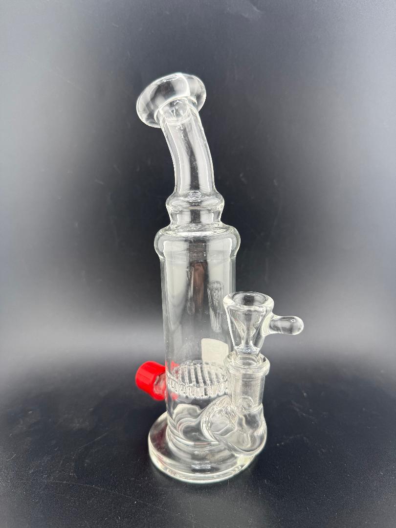 Lylo Glass Grid Perk with Removable Cap, 14mm 90°, handmade glass bong from Spokane, WA, featuring precision-cut grid perc.