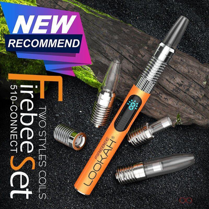 Lookah FIREBEE Vaporizer set with two styles of coils and 510-thread connection, compact and discreet design.