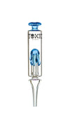 Toxic Glass Drip Sphere Nectar Collector TXNC30 with blue accents, designed for smooth concentrate hits.
